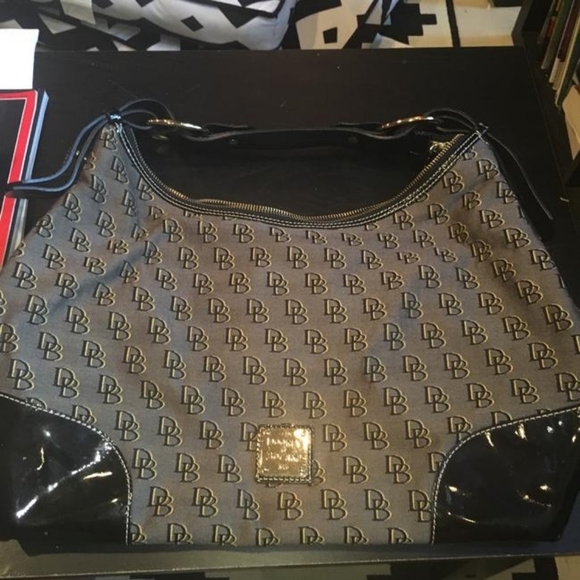 Dooney & Bourke Signature Large Black Grey Canvas - Picture 6 of 8